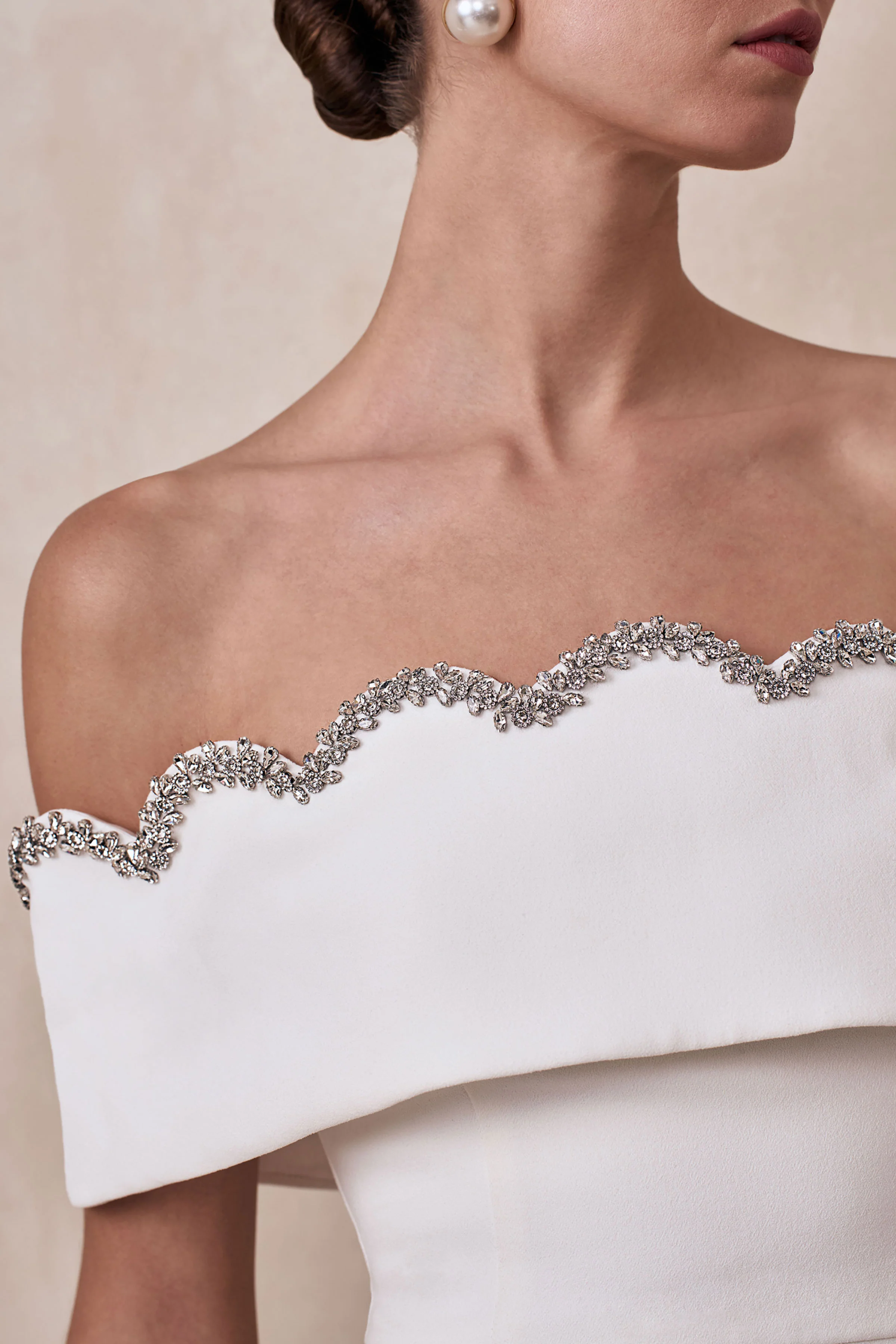 Norella | White Scalloped Bardot-Neck Mini Dress - Image 7