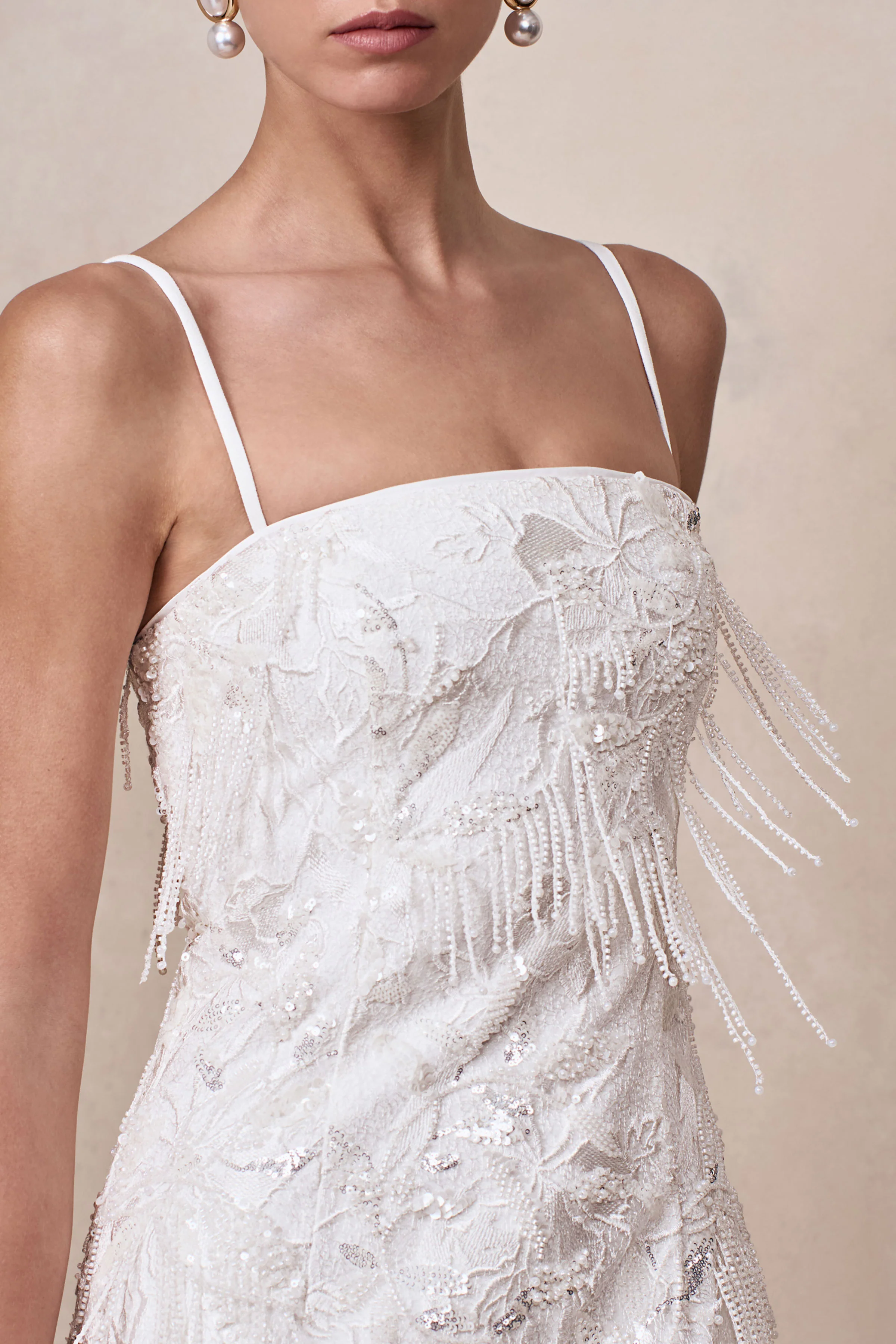 Paulina | White Embellished Bandeau Mini Dress - Image 7